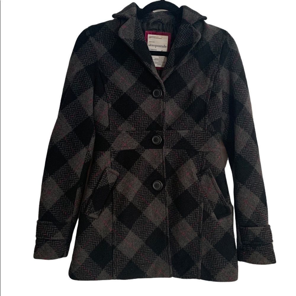 Aeropostale Pea Jacket Black/Gray Size S/P